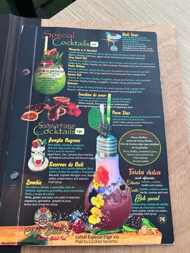 Cafe Bali, Marbella — Carta