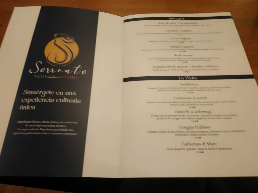 Sorrento Restaurante Pizzeria — Carta