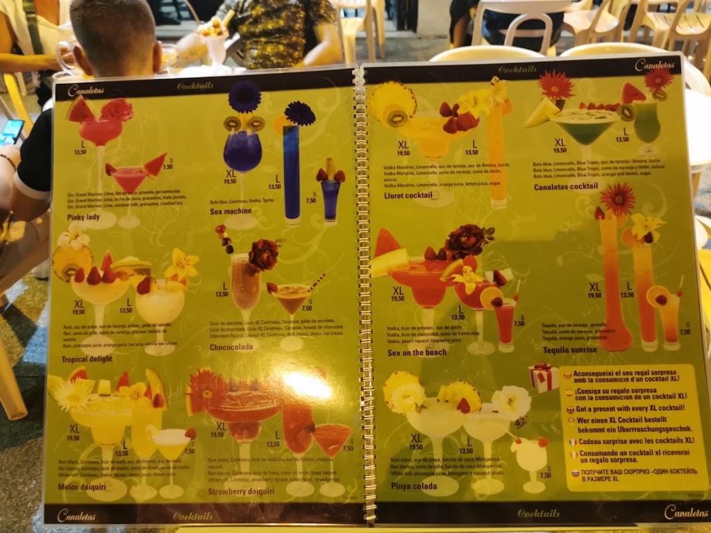Cafeteria Canaletas — Carta
