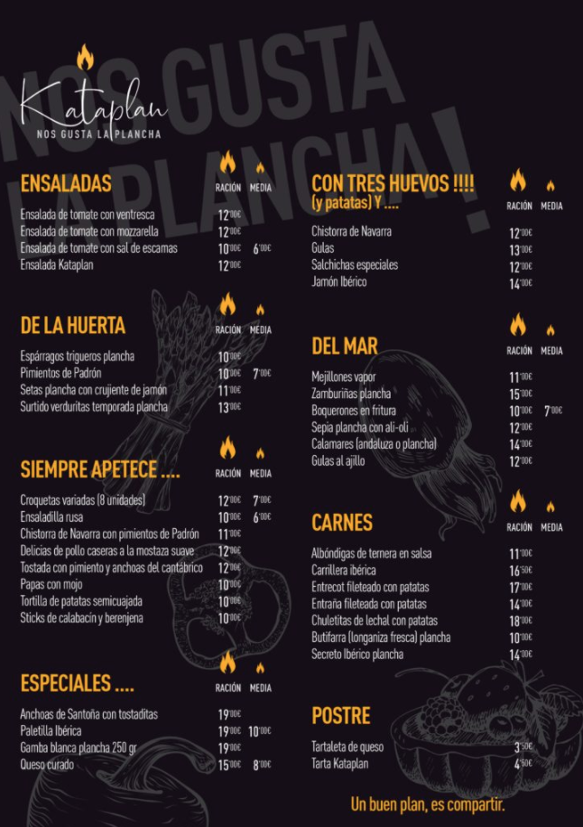 Restaurante Kataplan — Carta
