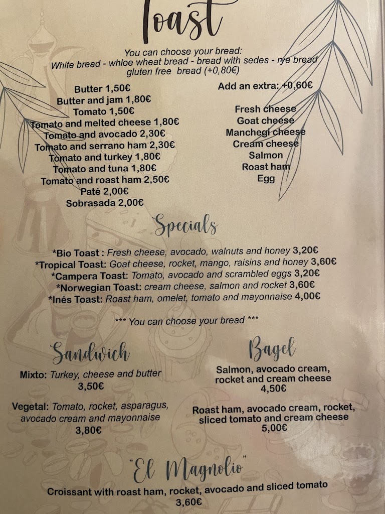 El Cafe de Ines — Carta