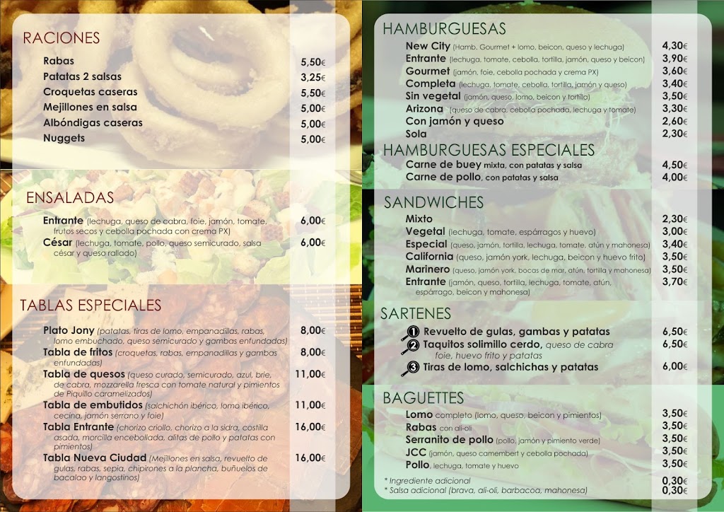 Bar El Entrante — Carta