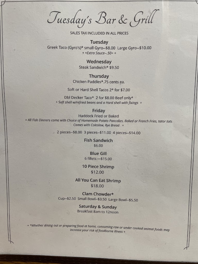  Tuesday's Bar & Grill