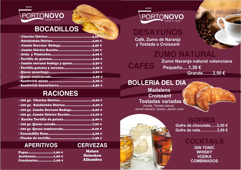 Portonovocafe — Carta