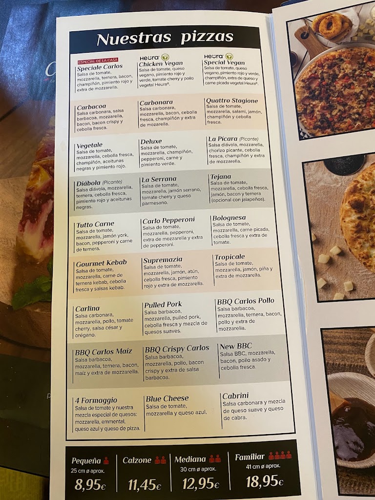 Pizzeria Carlos — Carta