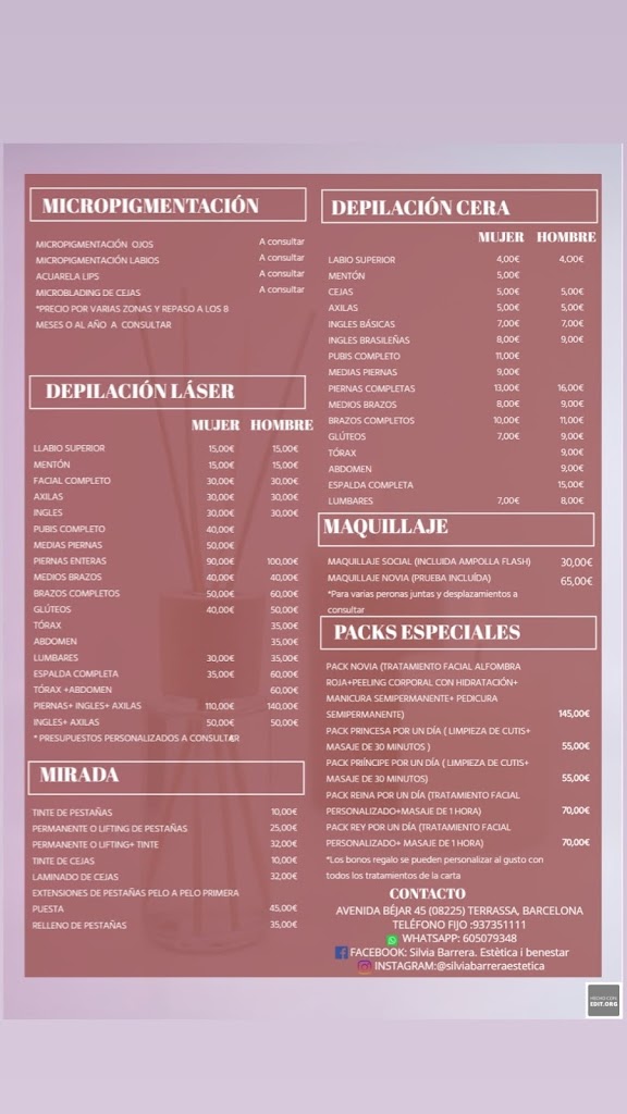 Silvia Barrera. Estetica i benestar — Carta