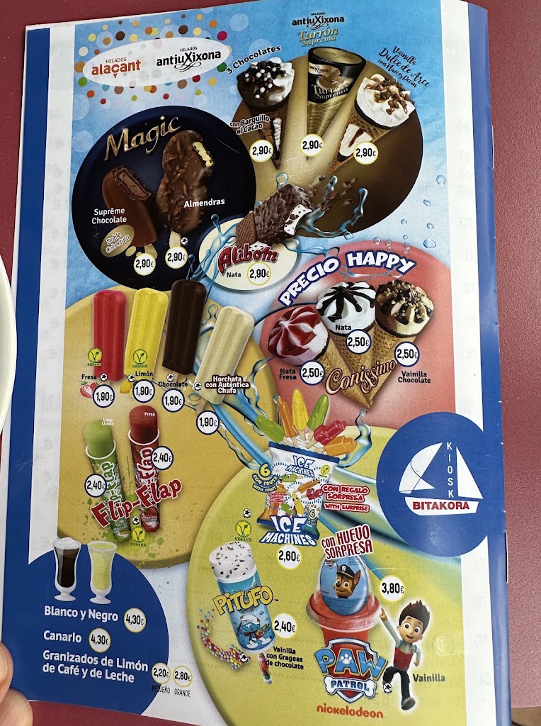 Kiosco Bitakora — Carta