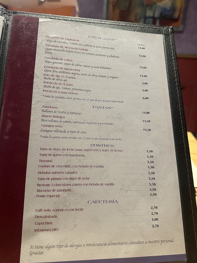 Pizzeria la Cupula — Carta