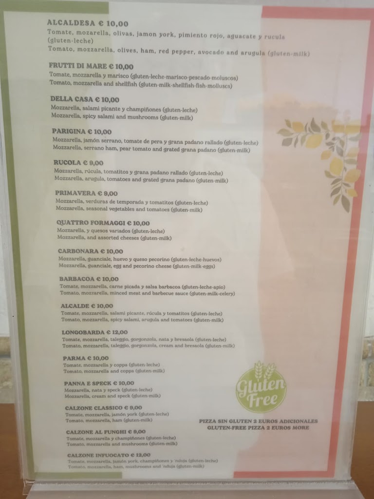 Trattoria Casa Pino — Carta