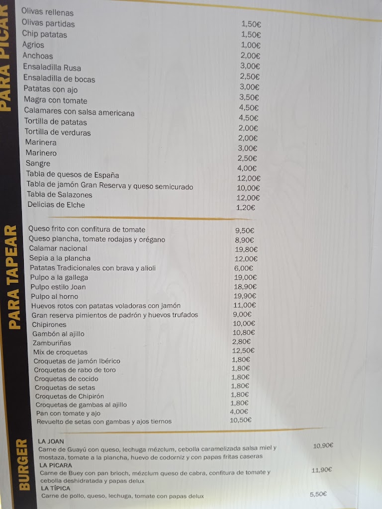 Raco de joan — Carta