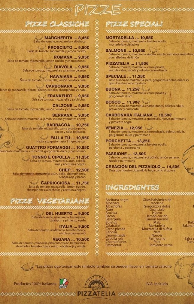 Pizzatelia — Carta