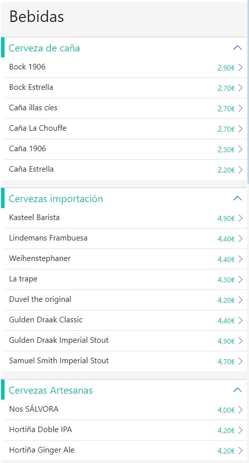 Cerveceria Acrono Porrino — Carta