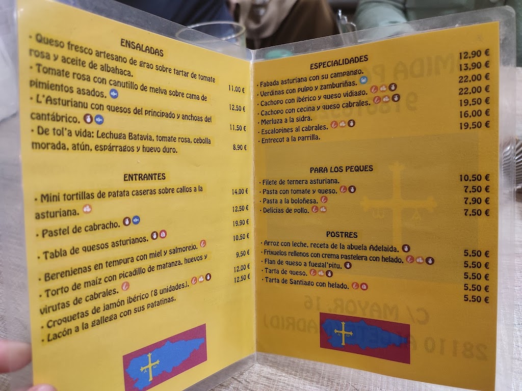 Restaurante Sidreria L'Asturianu — Carta