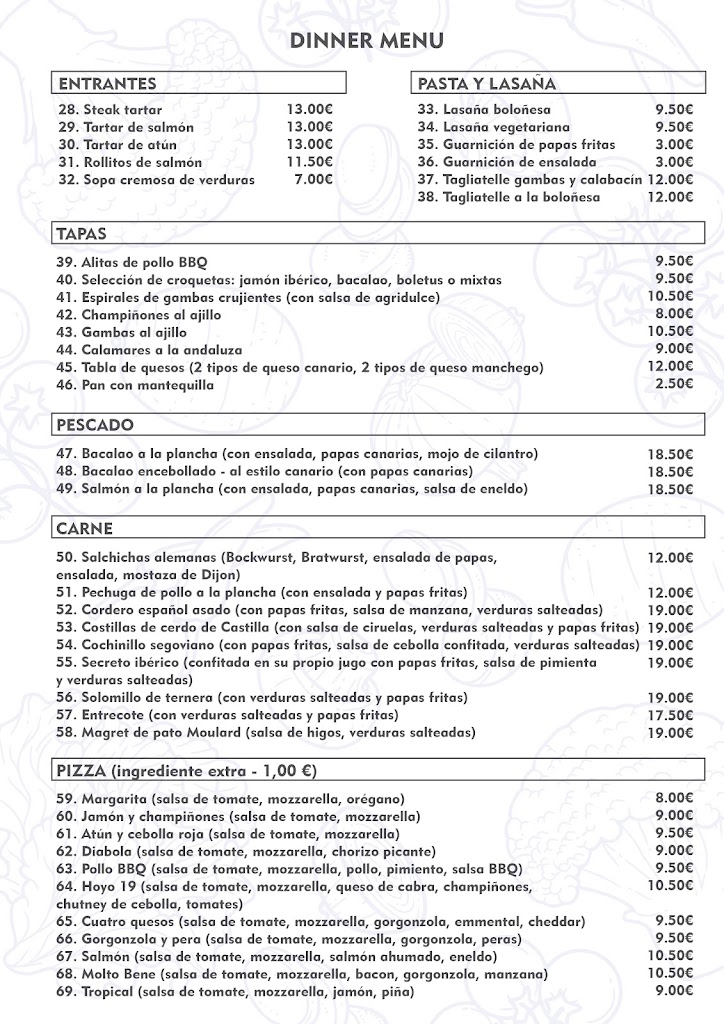 Bar The 19Th Hole — Carta