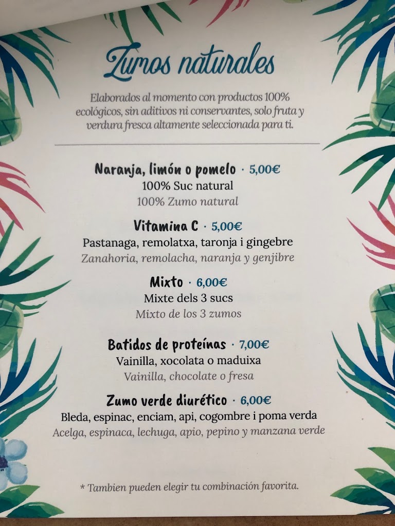 Tropical Club Port Sitges — Carta