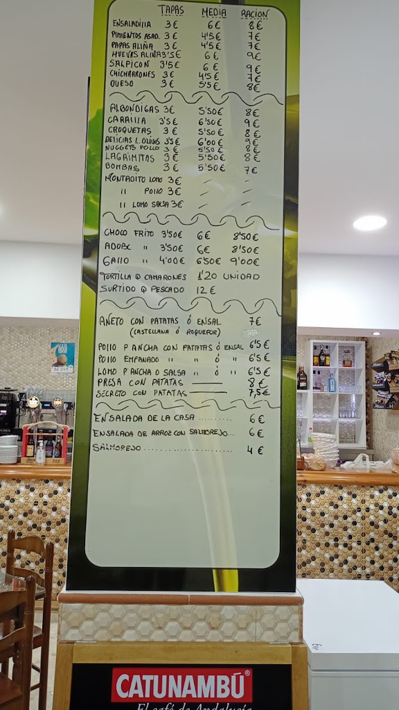 Bar Cafeteria Los Olivos — Carta