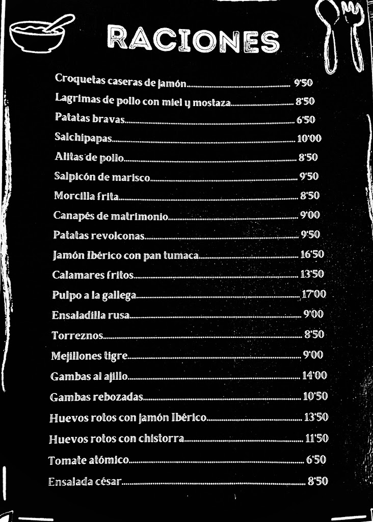 Evadete Bar-Pub — Carta