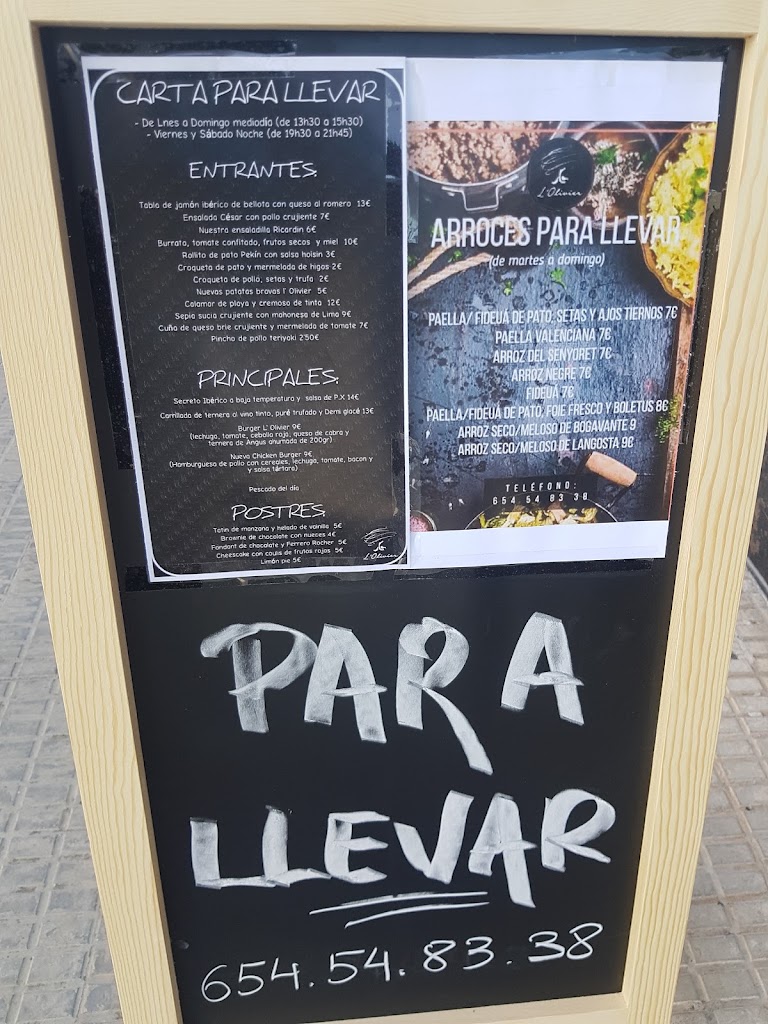 L'Olivier Restaurant — Carta