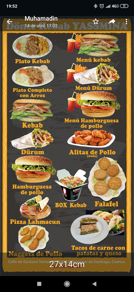 Restaurante Kebab Marrakech — Carta