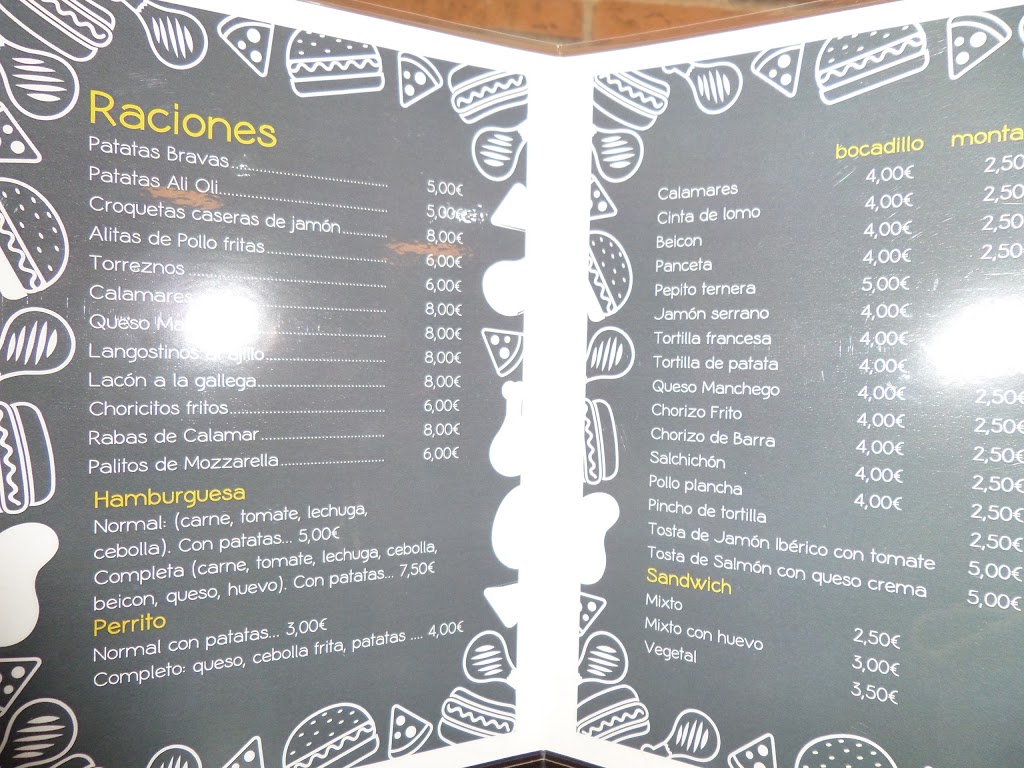Bar Cafeteria Rodax — Carta