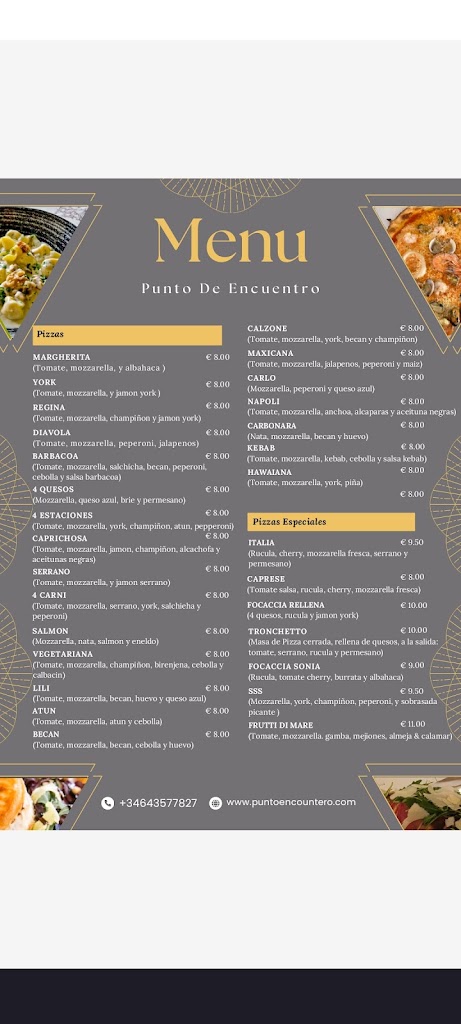 Pizzeria Punto de encuentro — Carta