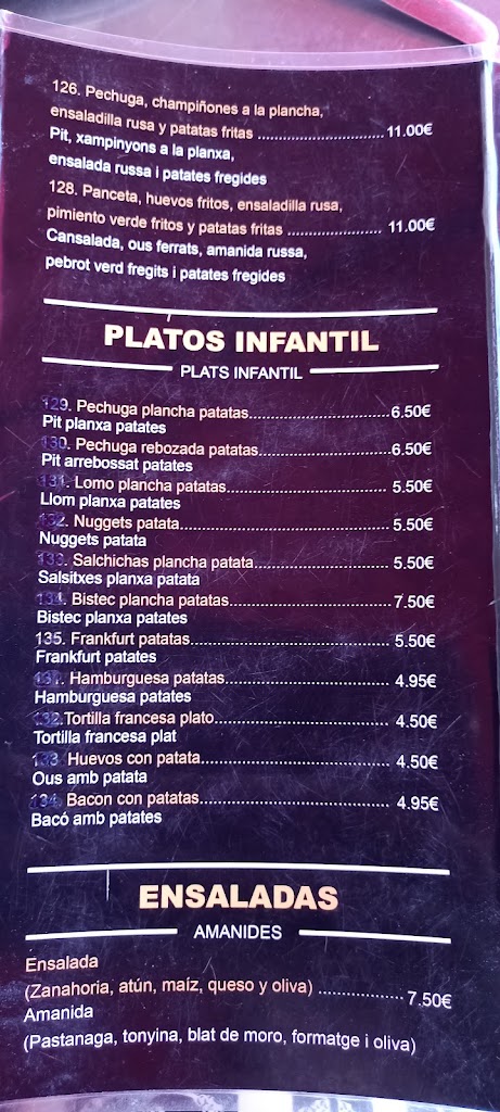 Bar Lepanto — Carta