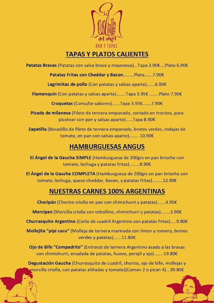 La Cosquilla del Angel Bar & restaurante — Carta