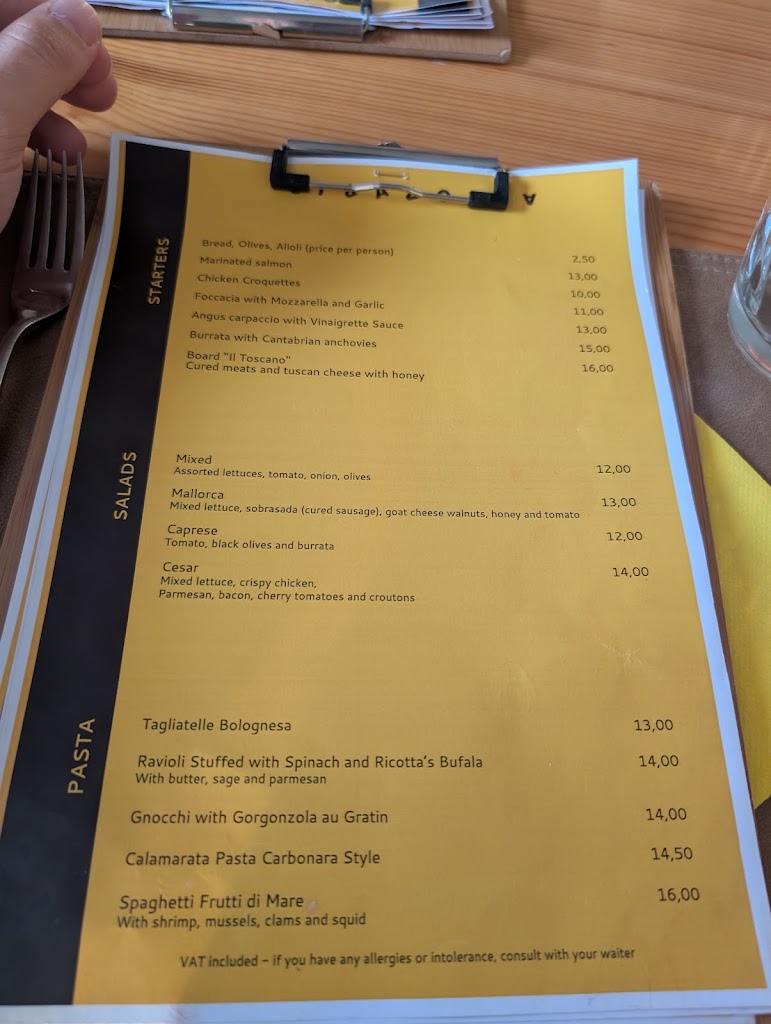 Restaurant Giravolta — Carta