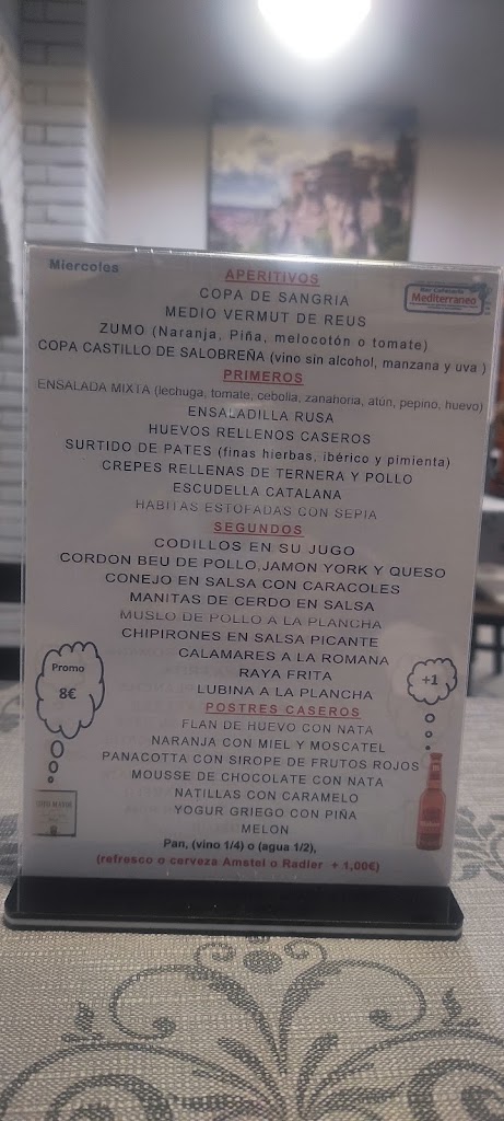 Bar Restaurante Mediterraneo — Carta