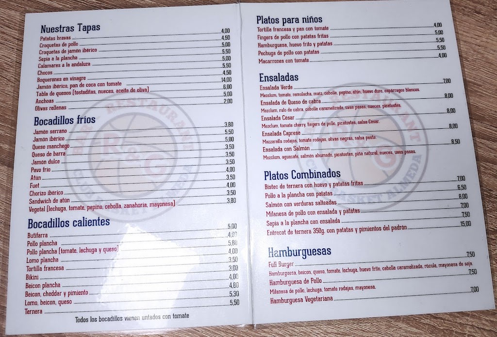 Benito Cash Restaurante Almeda — Carta