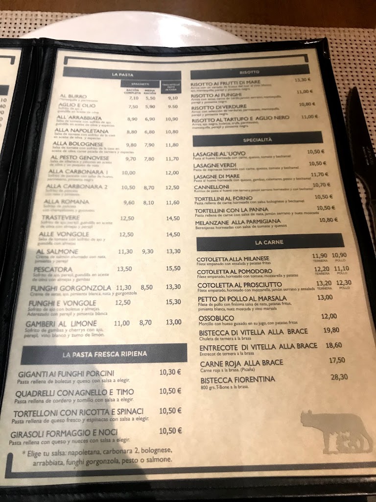 Ristorante Pizzeria Trastevere — Carta