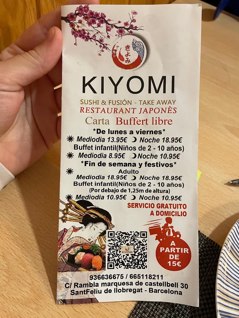 RESTAURANTE JAPONES KIYOMI — Carta