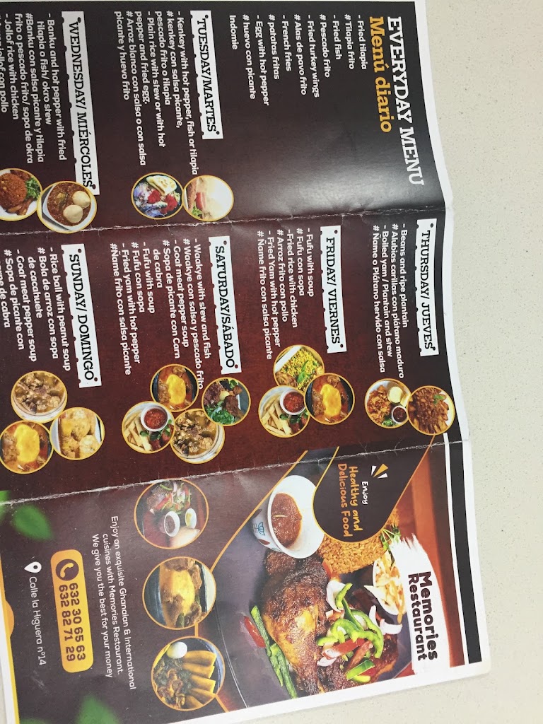 Memories Restaurant — Carta