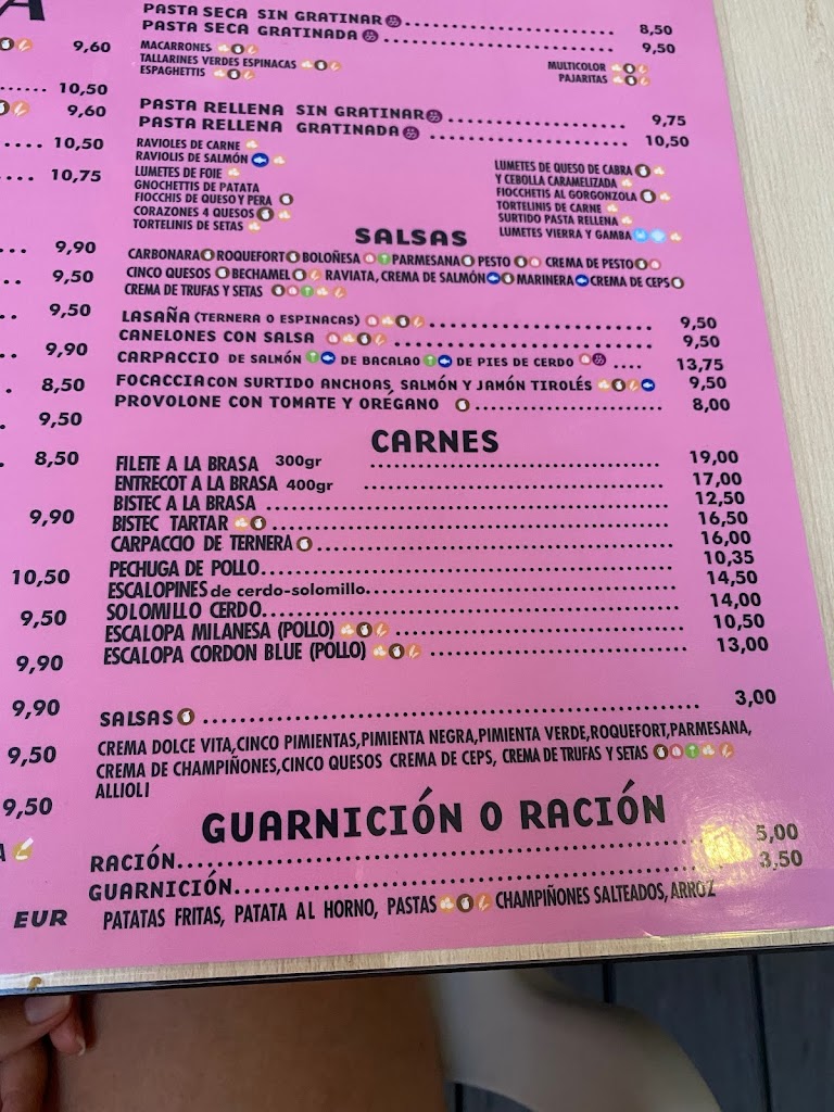 Pizzeria Dolce Vita Blanes — Carta