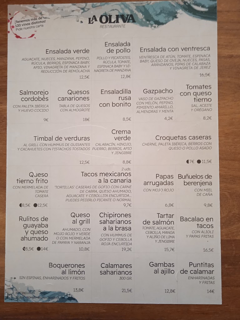 La Oliva Restaurante — Carta