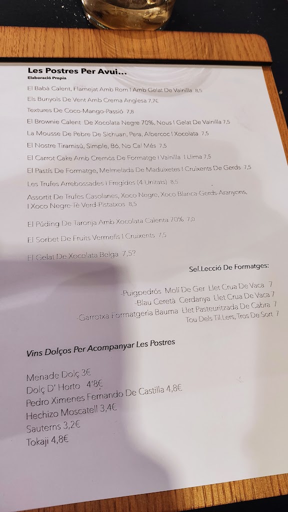 Cubics Restauracio — Carta