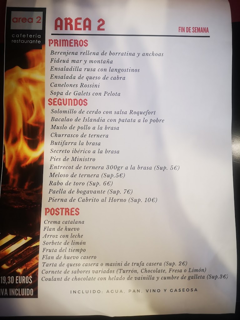 Area 2 Cafeteria Restaurant — Carta