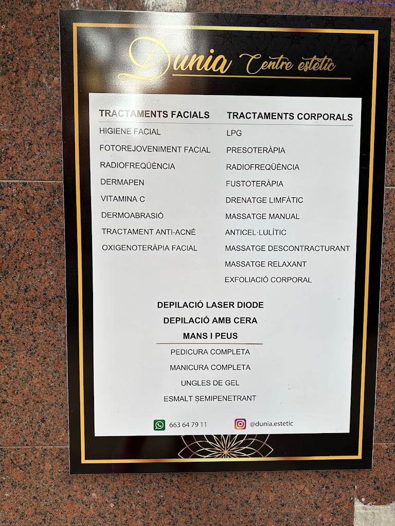 Dunia Centre Estetic — Carta