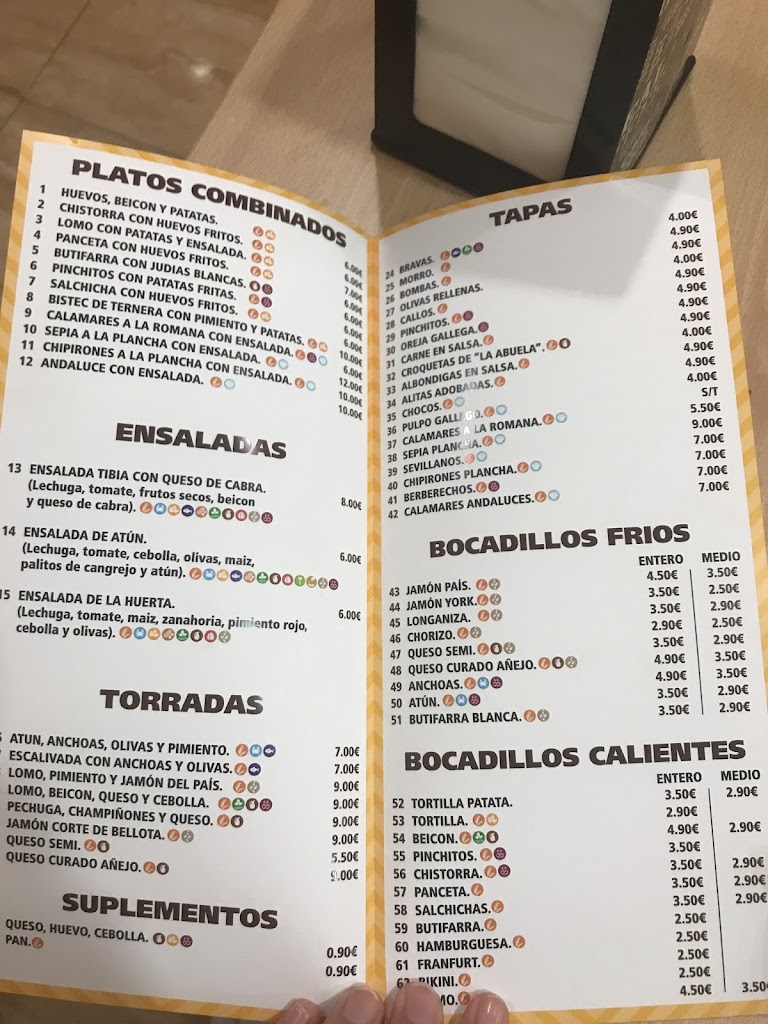 Bar restaurante CHICOTE — Carta