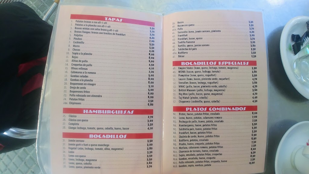 Llangardaix Bar — Carta