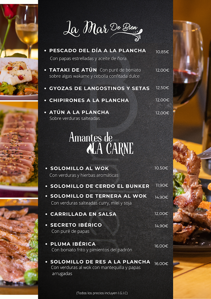 El Bunker - Restaurante en Los Llanos de Aridane — Carta