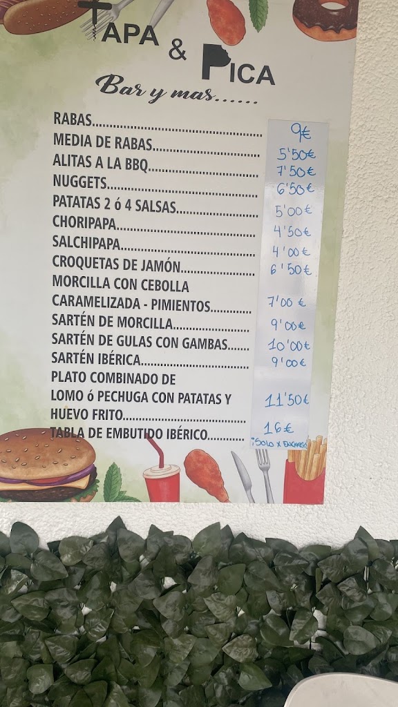 Tapa y pica — Carta