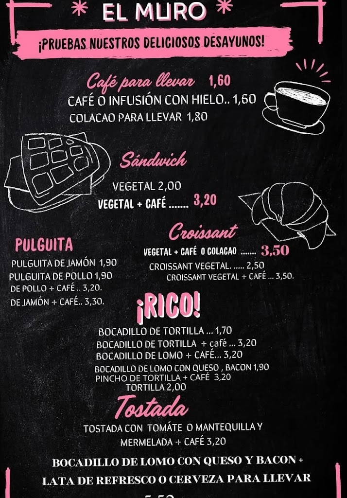 Cafe Bar El Muro — Carta