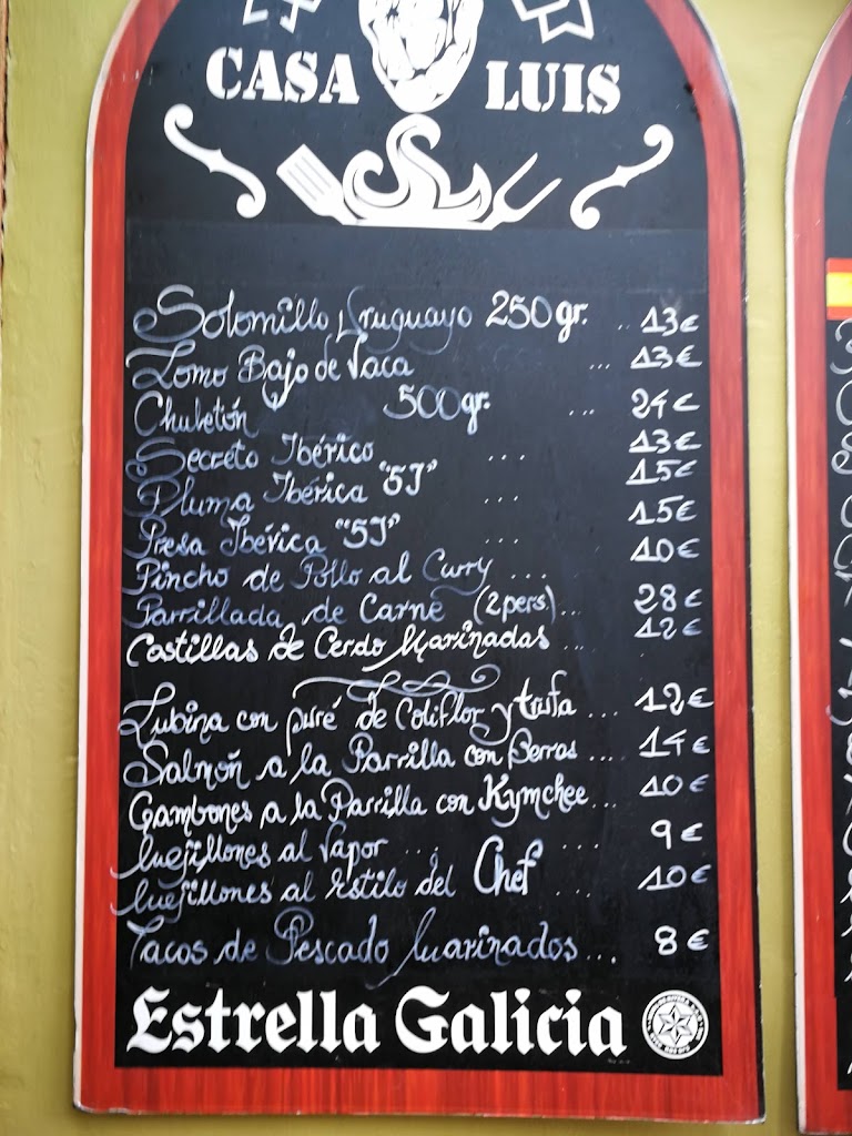 Asador Casa Luis — Carta