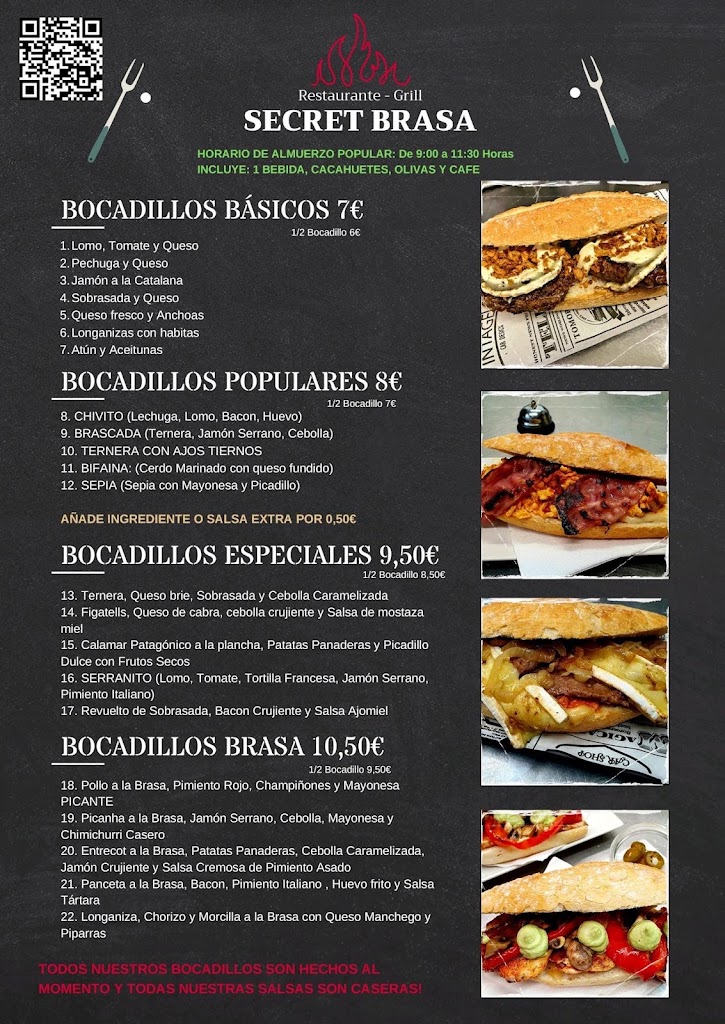 Restaurante-Grill Secret Brasa — Carta
