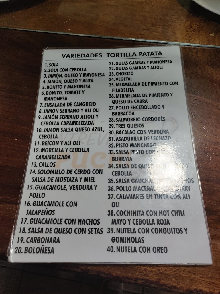 Bar Puchi — Carta