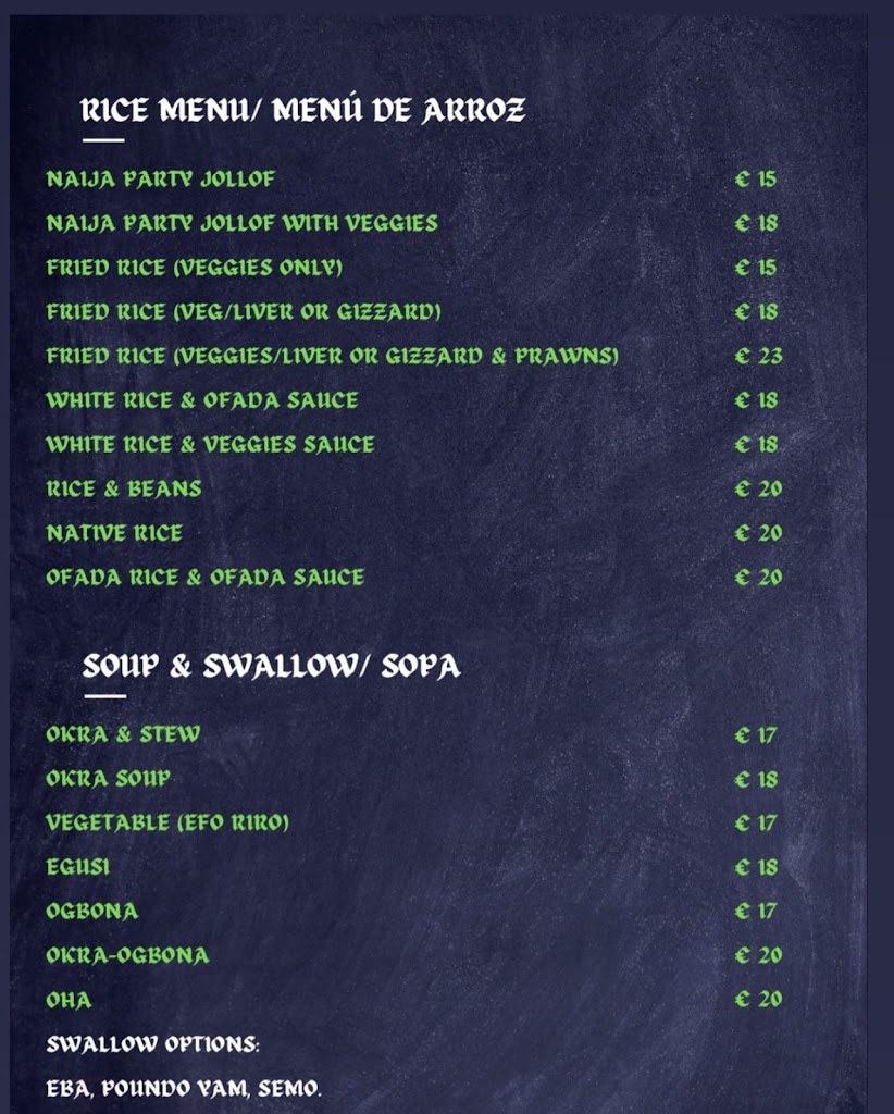 Naija Food Barcelona - Online Kitchen — Carta