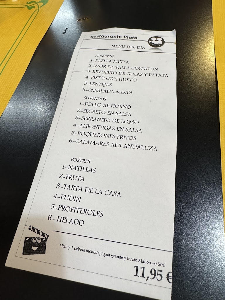 Restaurante Plato — Carta