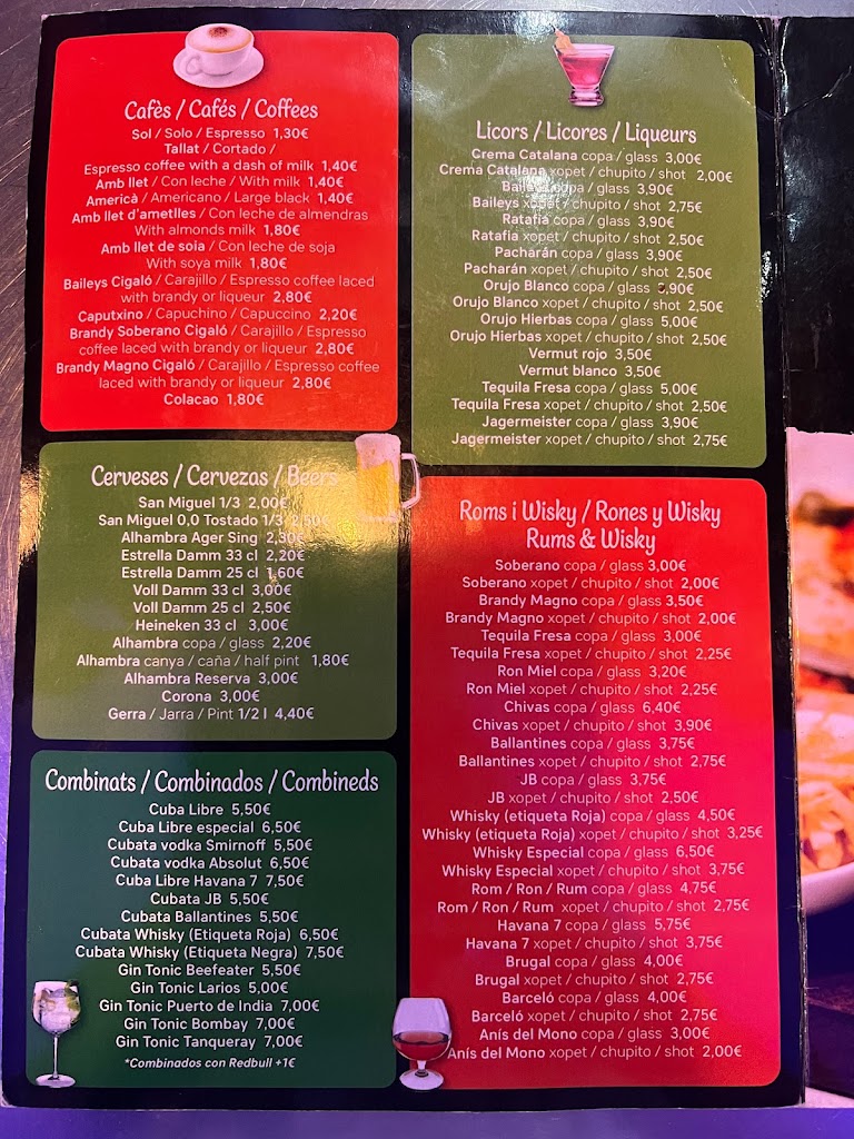 BAR CAFE PAOLA — Carta