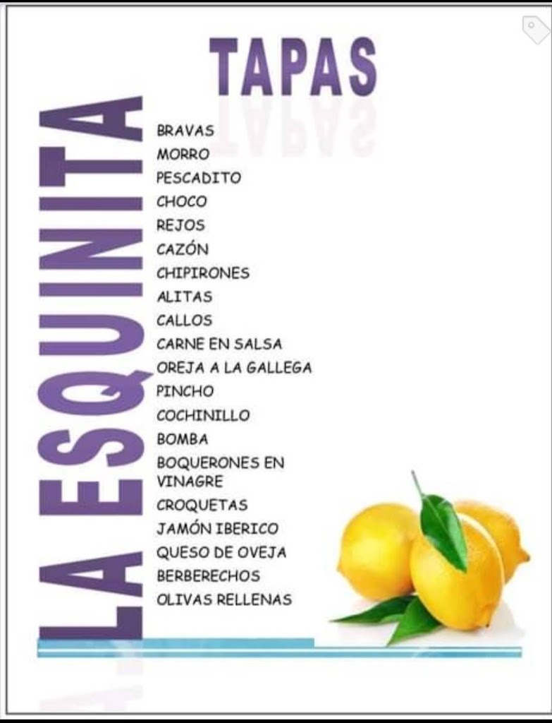 Bar La Esquinita (plaza del Pilar) — Carta